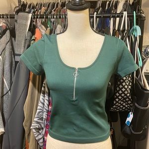 NWOT Ribbed Green Top